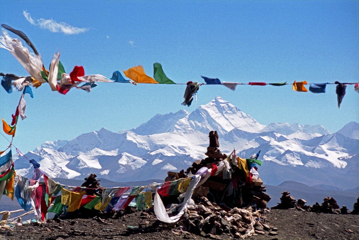 23 Prayer Flags Frame Lhotse and Everest North Face From Pang La